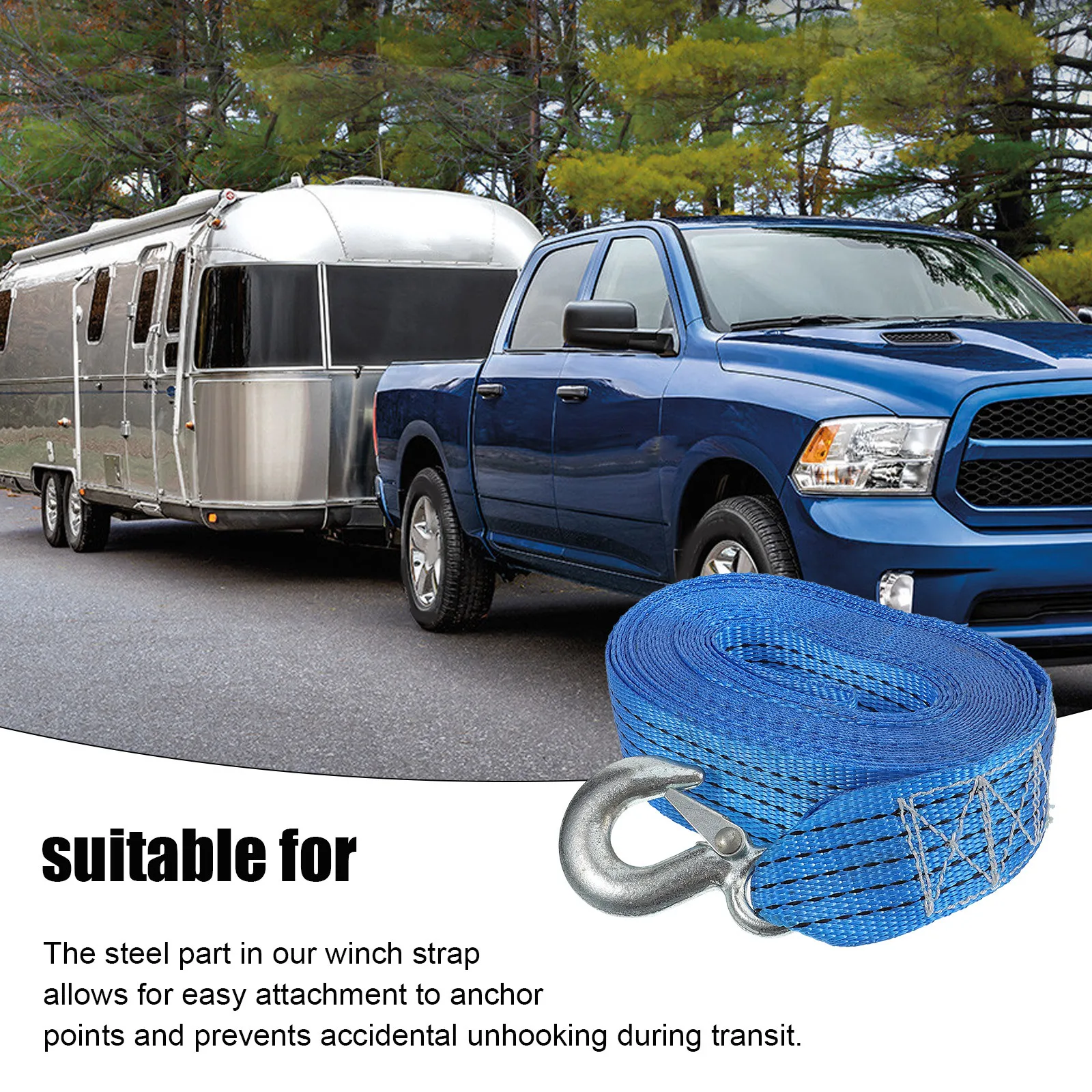 مقطورة ونش حزام الثقيلة 6000Lbs البوليستر حزام مزورة الصلب هوك لقارب سيارة شاحنة سحب تزوير سحب حبل #6