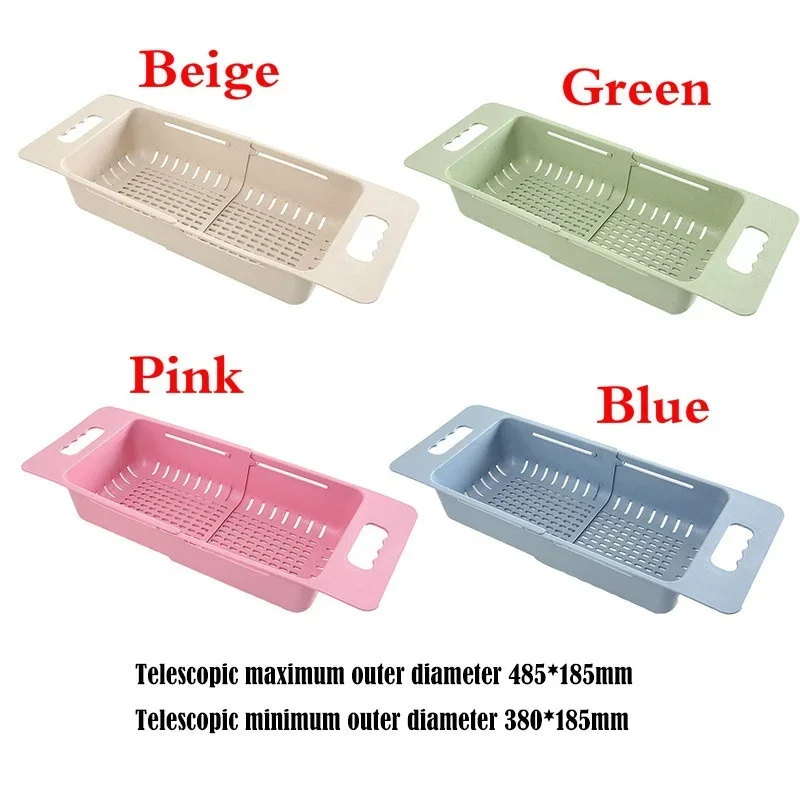 Telescopic Drain Basket Multipurpose Dish Drainers  Expandable Dish Drying Rack Sink Organizer Drain Basket Kitchen Accessories