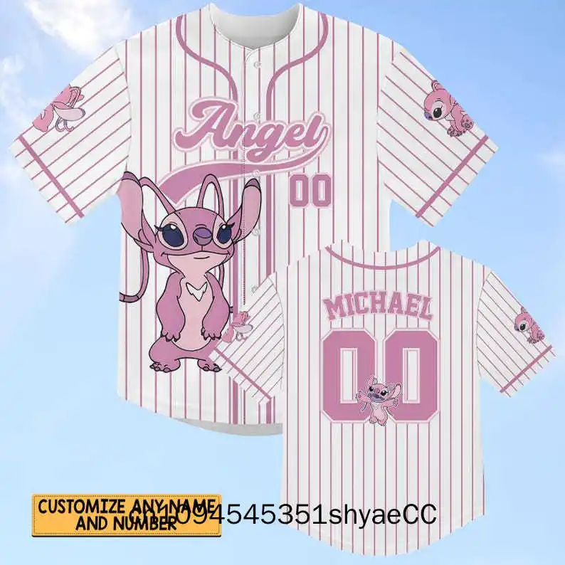 Disney Stitch Summer Baseball Jersey, Funny Stitch Tropical Hawaiian Shirt, Cartoon Beach Jersey For Kids, Stitch Aloha T-Shirt
