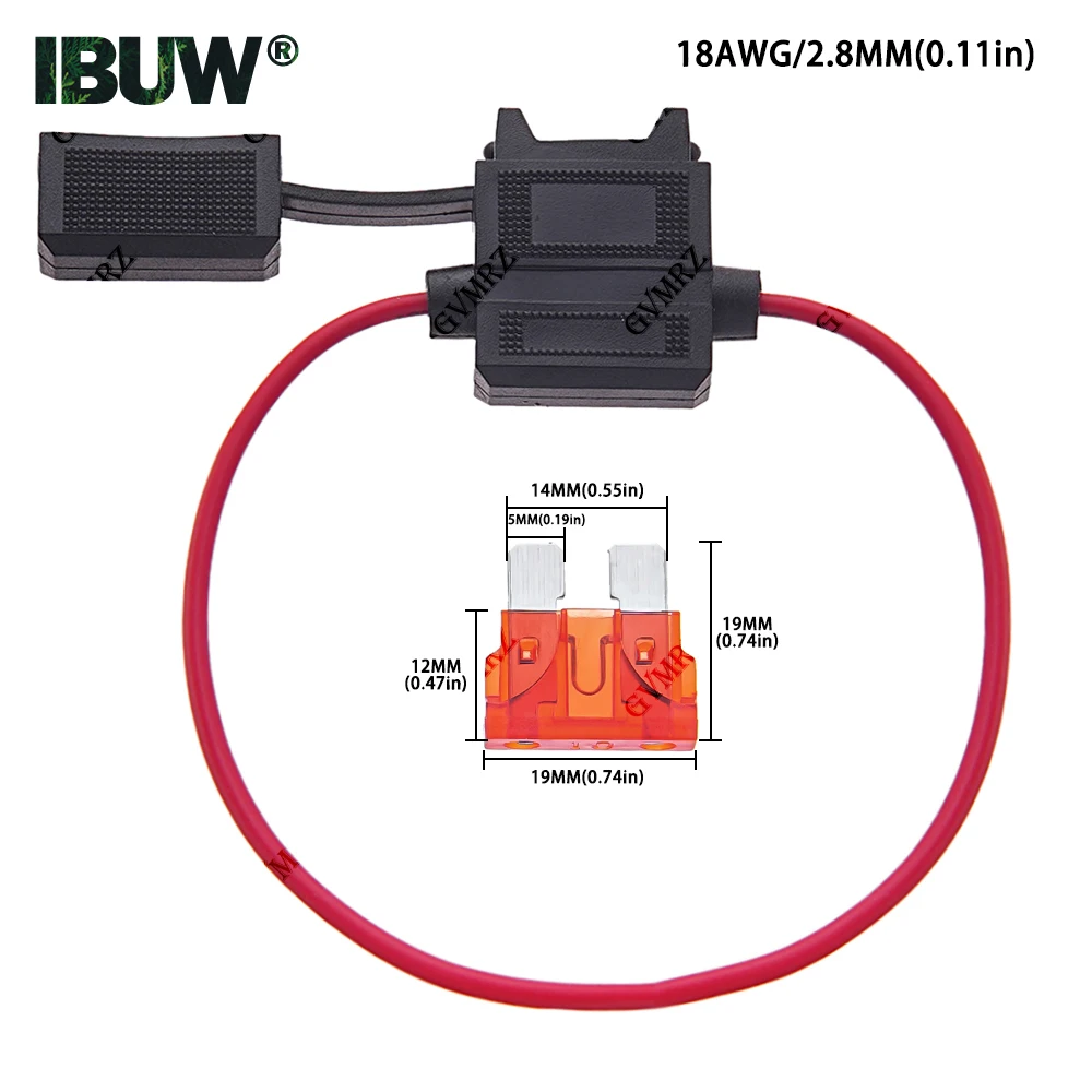15A-50A 2A 3A ATC Medium Blade Water proof Fuse Holder For Automobile 32V 18/16/14/12/10AWG Standard Fuse Insert 7.5A 10A 4A 5A 