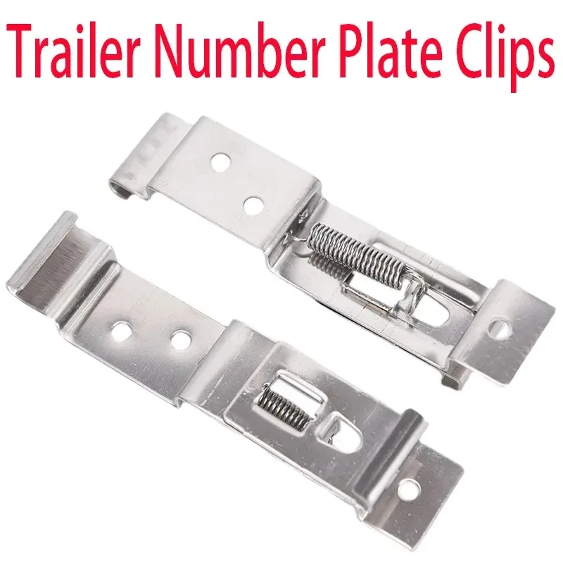 2 PCS Rectangular Cars Frame Holder Clamps Trailer Number Plate Clips Car License Plate Spring Loaded Stainless Steel Bracket