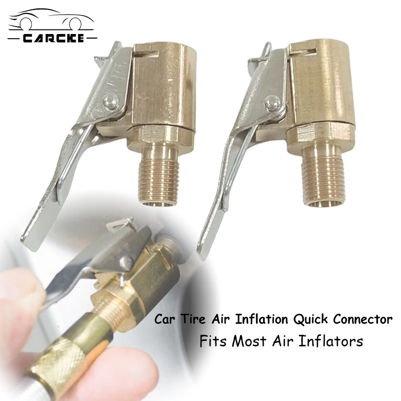 2pcs Car Tire Air Inflation Quick Connector Air Pump Inflator Adapter Clamp-type Threaded Nozzle Automotive Tire Chuck Accessory
