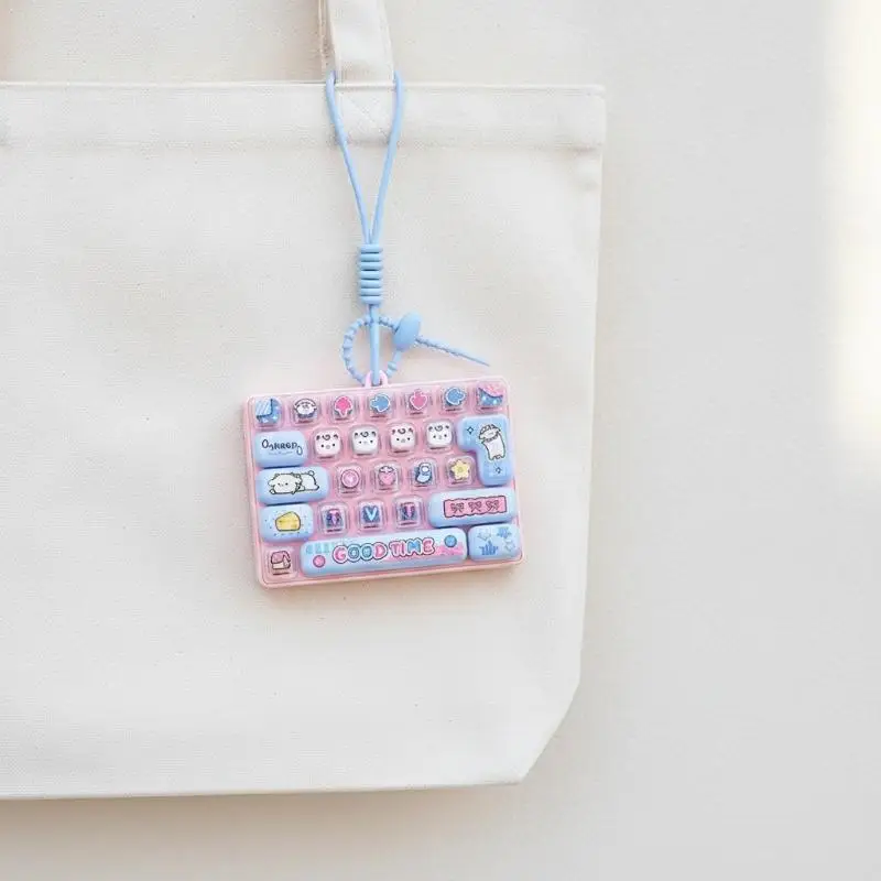 Creative Cute 26-Key Fidget Keychain Stress Relief Fun Bag Charm Pendant for Office Desk Small Decor Gifts
