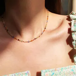 Trendy Cute Sweet Natural Stone Necklace for Women Girls Summer Simple Crystal Clavicle Chain Choker Necklace Jewelry Gift Party