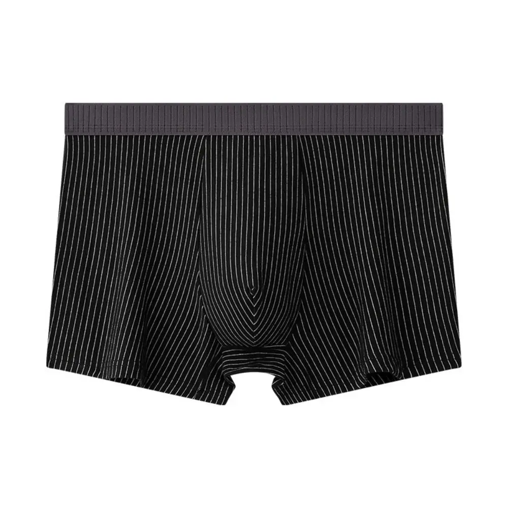 4PCS 통기성 스트라이프 남성 플랫 팬티 중반 허리 팬티 스포티 한 복서 반바지 대형 속옷 남성 속옷 남성
