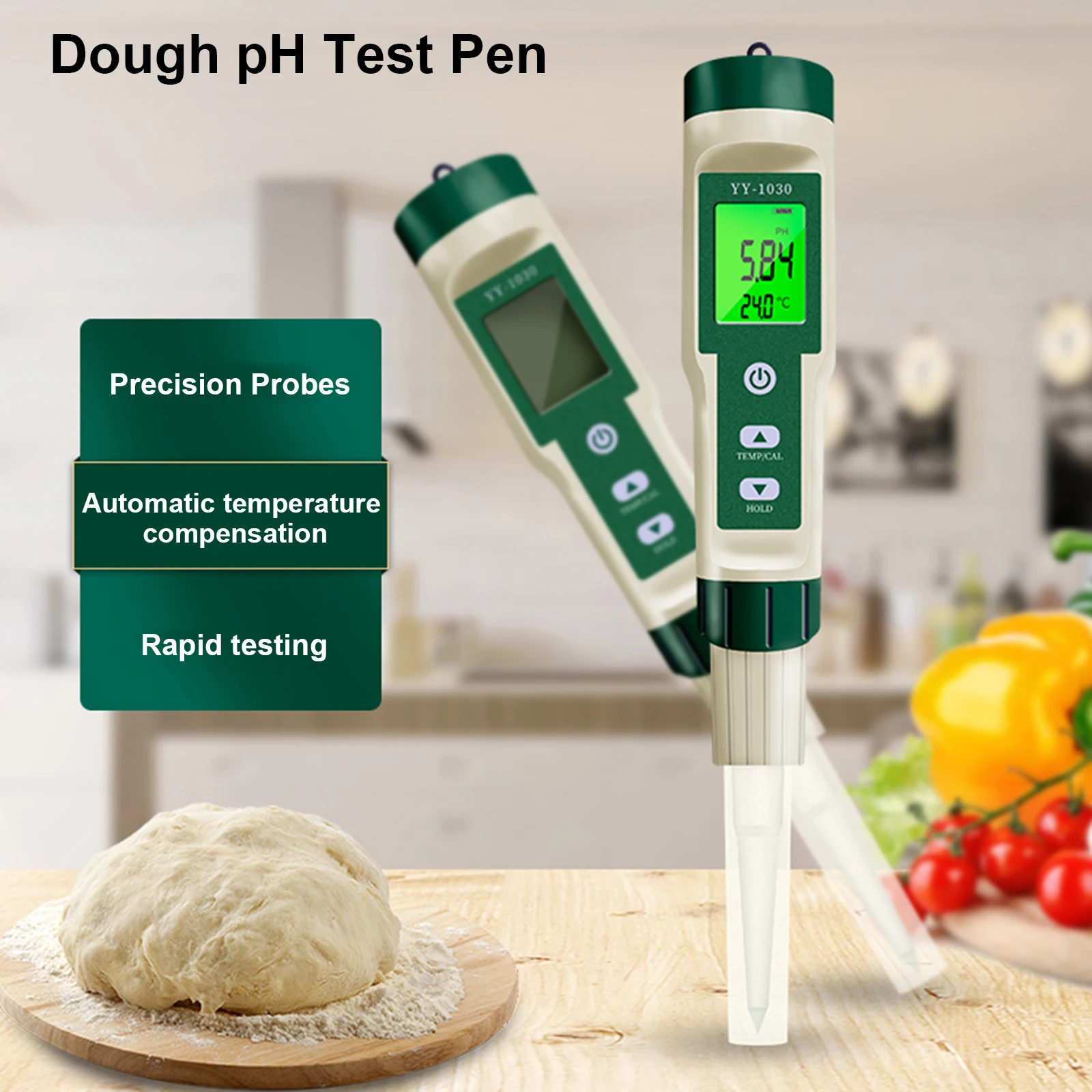 

PH Meter Temperature Acidity Tester Digital Water Quality Monitor Tester Dough Alkalinity Meter For Dough Fruit Soil Meat