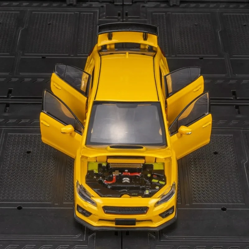 نموذج سيارة سباق سوبارو WRX ليوبارد بمقياس 1:32 من السبائك مع ديكور داخلي وأصوات وأضواء وأبواب وغطاء محرك وصندوق قابل للفتح