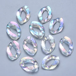 20pcs Transparent Acrylic Linking Rings Quick Link Connectors for Curb Chains Making AB Color Plated Twist Clear AB 23x17x4.5mm