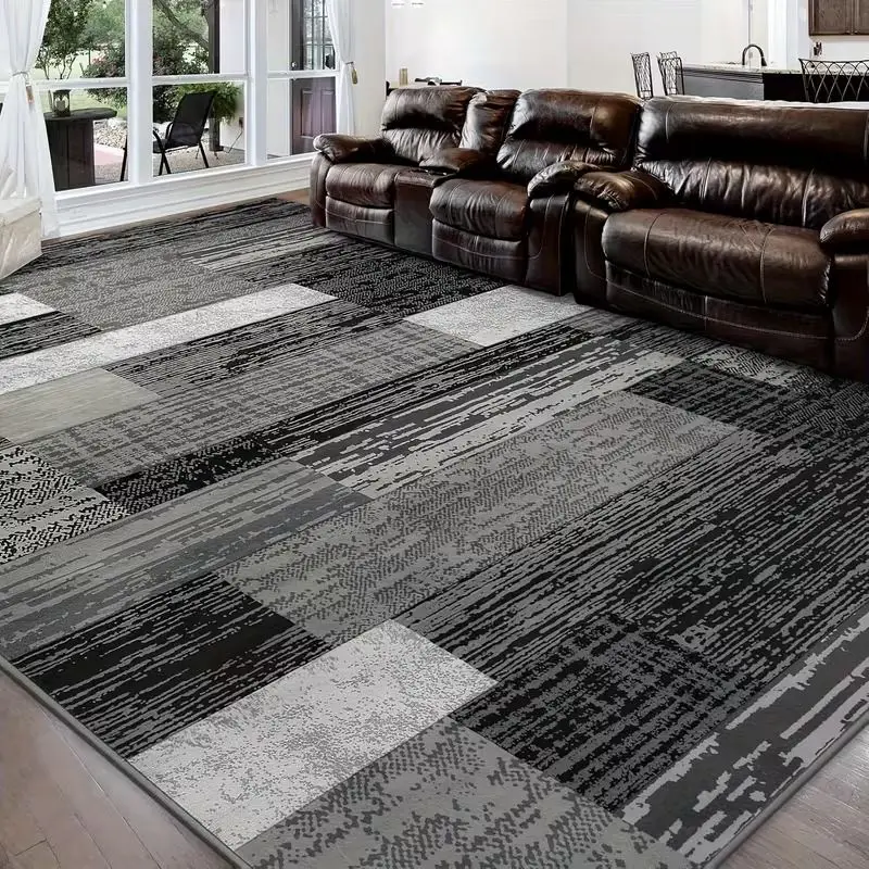 VIKAMA Modern Geometric Patchwork Rug, Durable and Non-Slip Living Room Rug, Interior Decorative Rug, Home Decor