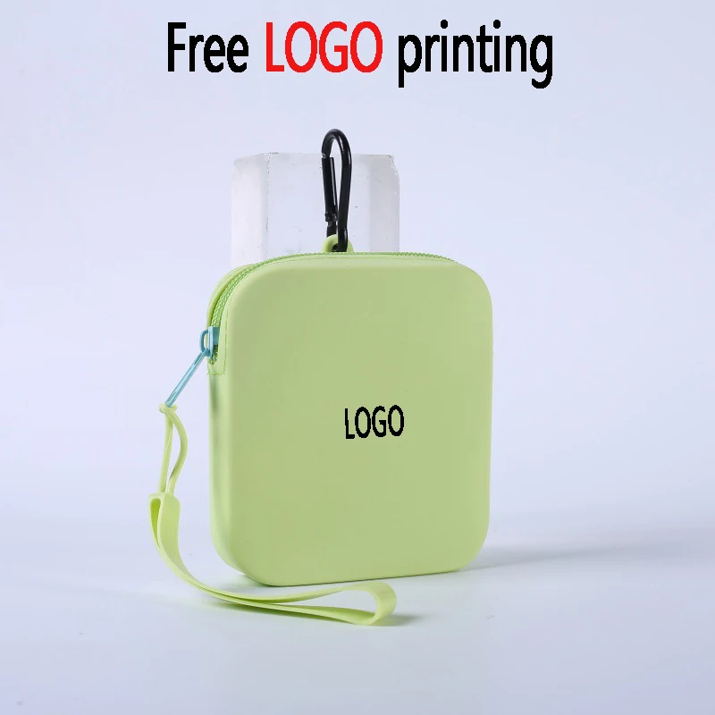 Silicone coin purse multifunctional large capacity storage bag with lifting rope for free name printing, makeup bag, coin purse