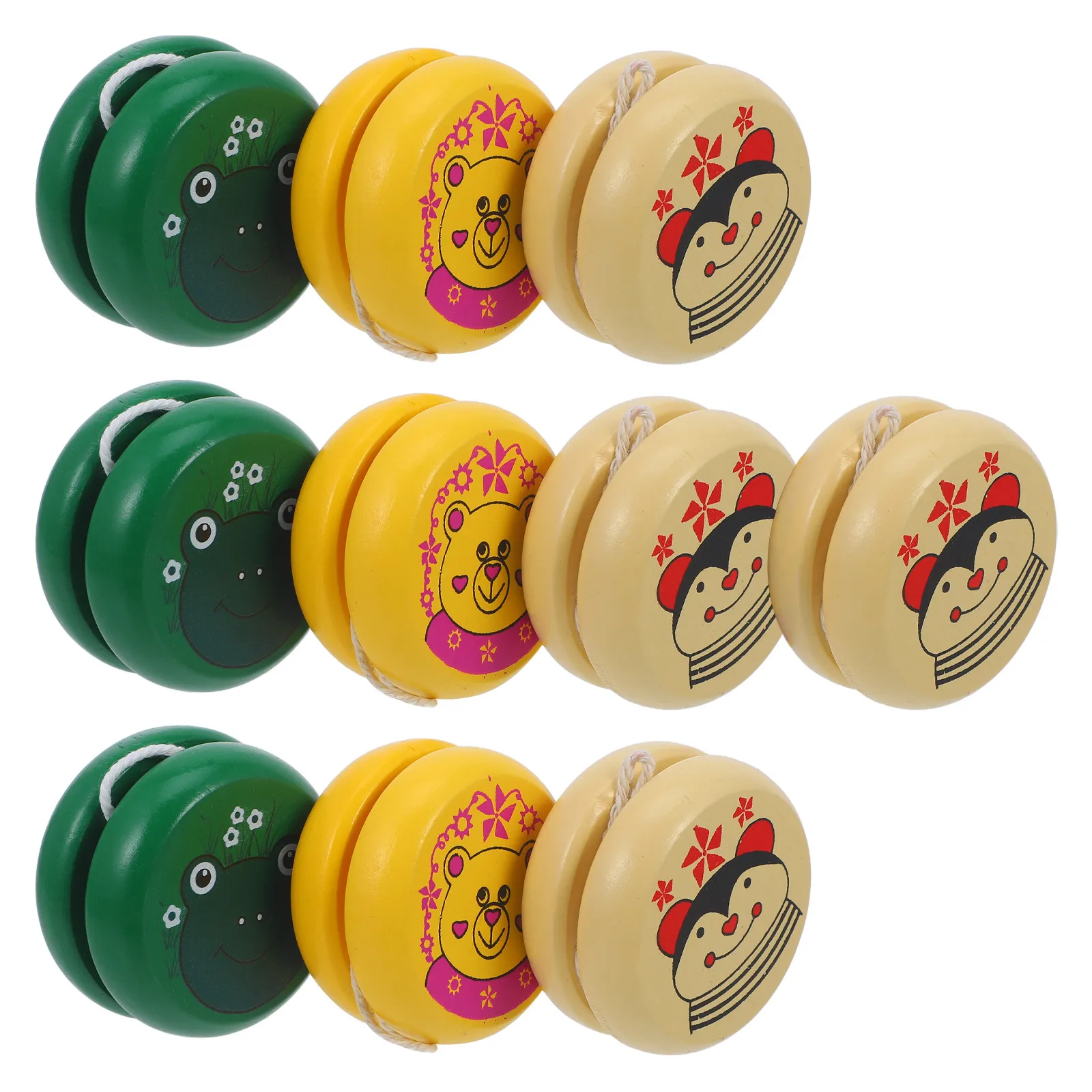 10Pcs Wooden Kids Yoyo Ball Colorful Exquisite Smooth Surface Exercise Wrist Strength Indoor Outdoor Play Gift