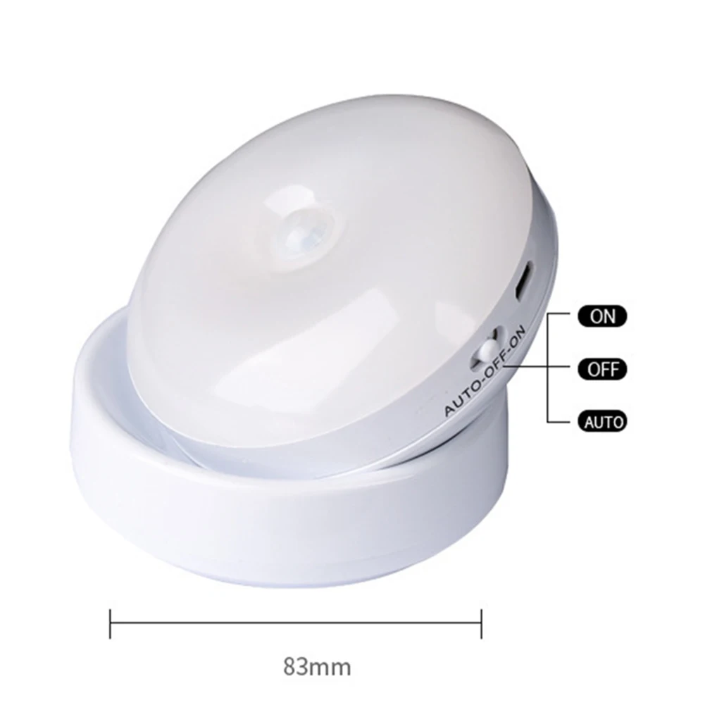 Lâmpadas de parede LED com sensor de movimento, luz noturna, ligar e desligar automático, lanterna, rotação de 360 °, luz do armário, Dropship