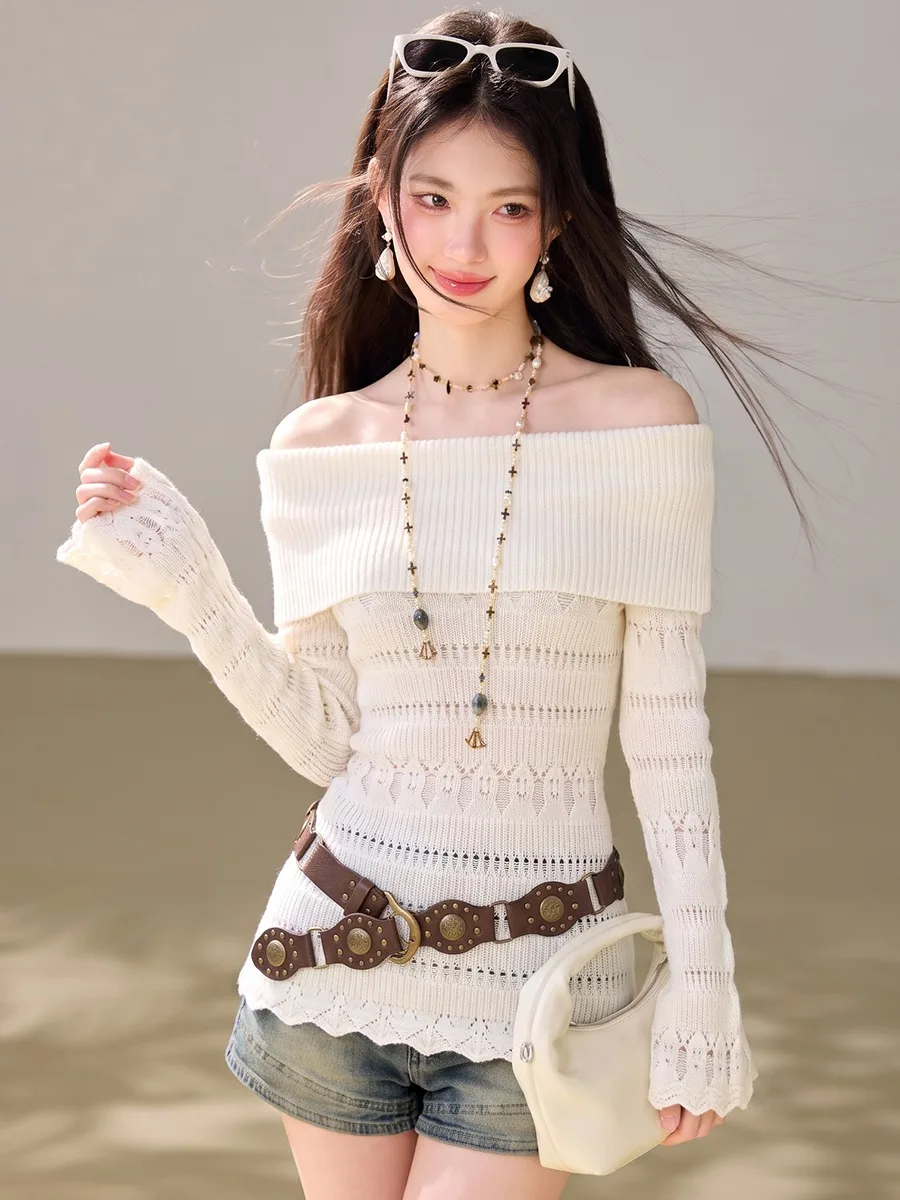 Elegant Long Sleeve Knitted Top Women's Slim Fit Fashionable Ageless  Color One Shoulder Design Autumn Wear Premium Quality