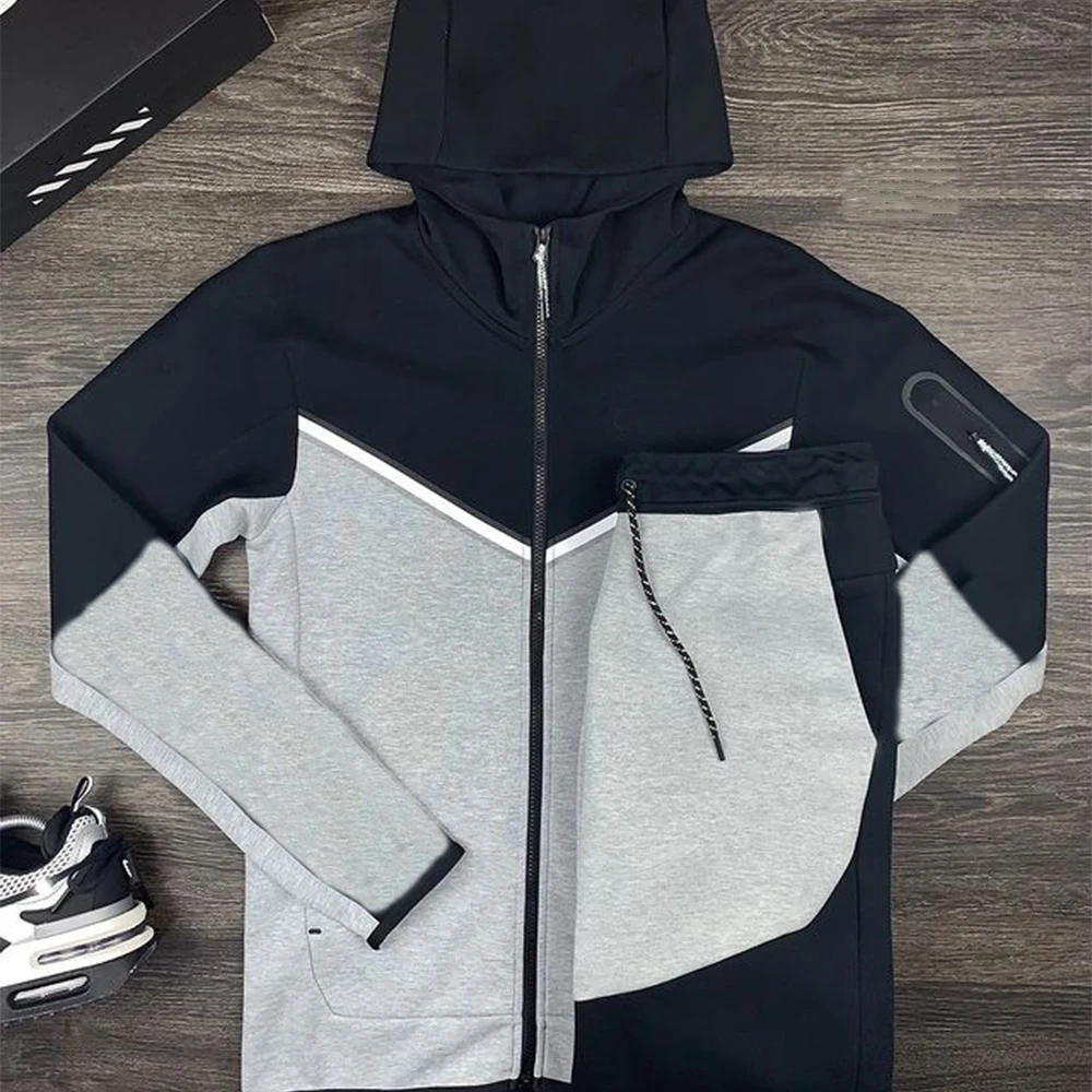 Trajes de chándal para hombre Primavera Otoño Tech Sudadera Traje para correr Fitness Deporte Pantalones de chándal y conjunto con capucha