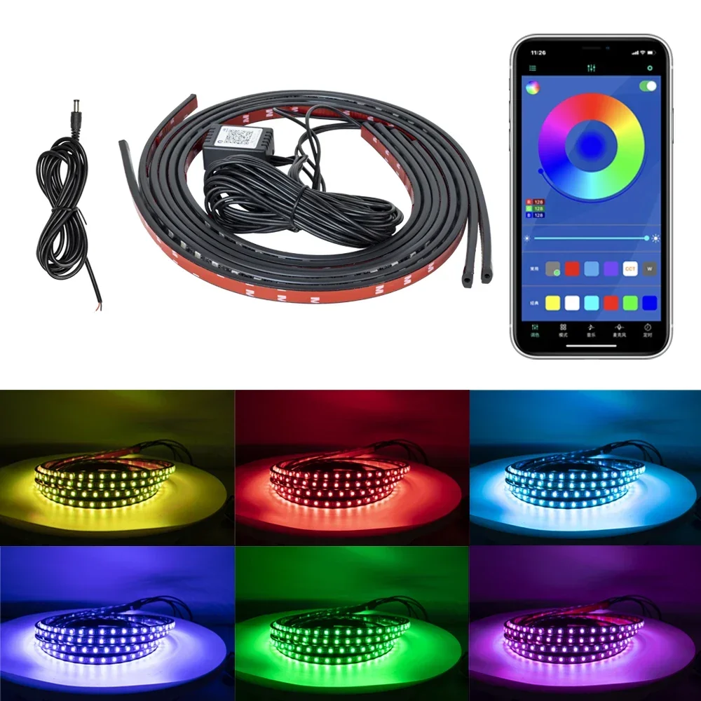 Car Charssis Flexible Auto Decorativ LED Strip Light LED Underbody Remote /APP Control RGB Lights Ambient Atmosphere Lamp