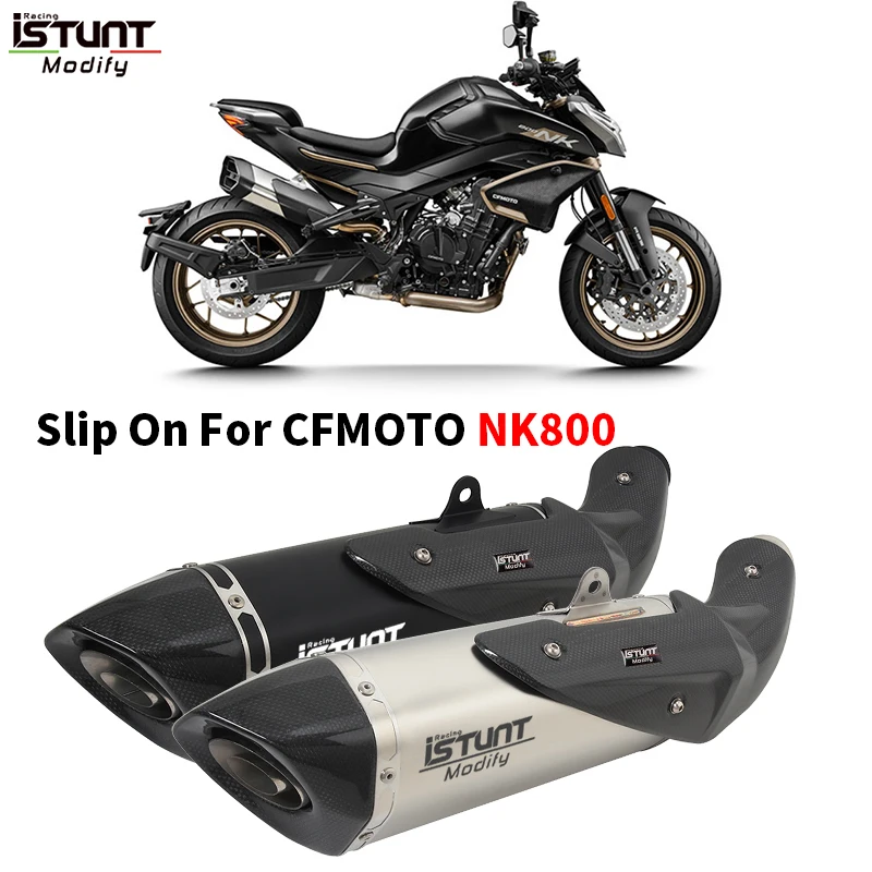 For CFMOTO NK800 2022 2023 Motorcycle Exhaust Silencer Systems Modified Link Pipe Escape Moto Carbon Fiber Muffler DB Killer