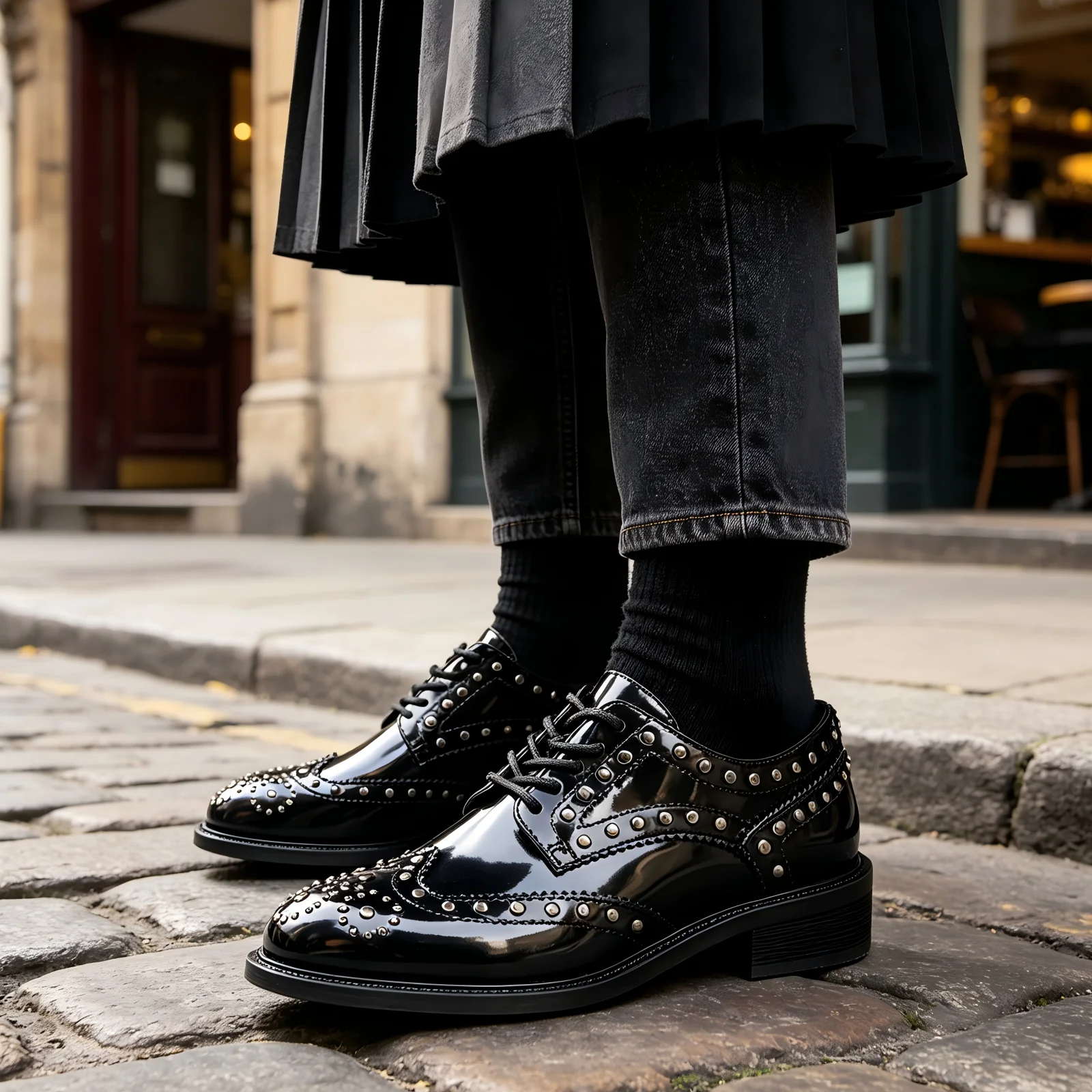 Frühlings-Schwarze Retro-Damen-Loafer mit dicker Sohle, elegant, atmungsaktiv, bequem, mit grobem Absatz, vielseitige Einzelschuhe – Detail 1