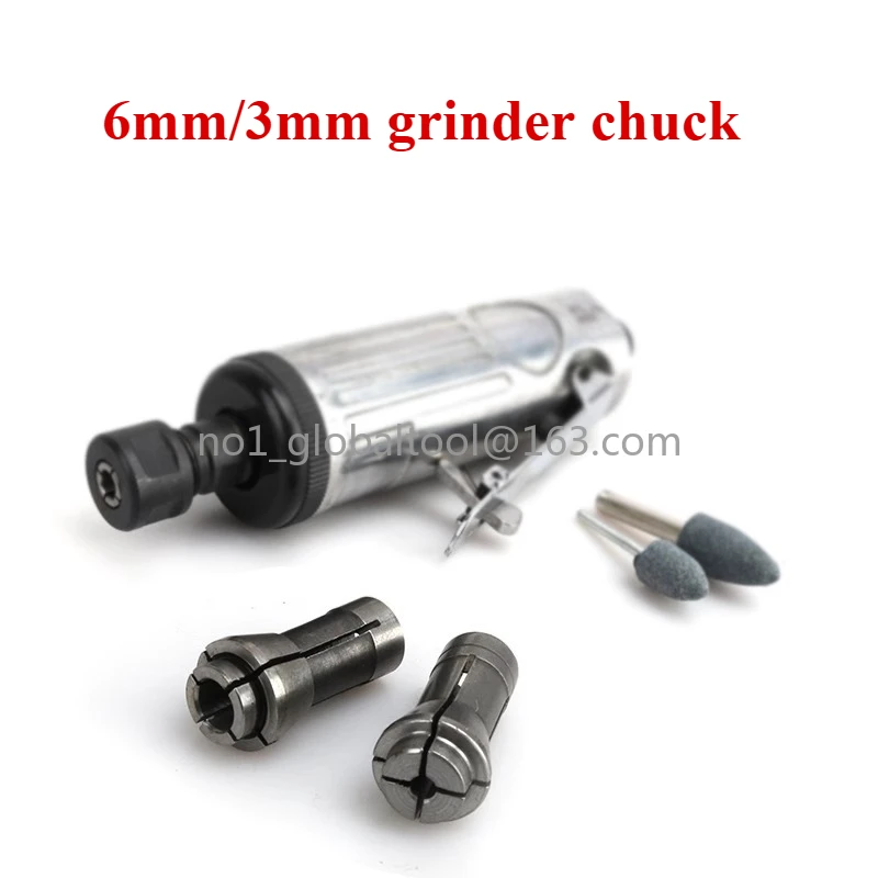 10pcs 6/ 3mm Pneumatic Grinder Chuck - Air Powered Grinding Fixture Head with Quick-Change Adapter for Precision Grinding Tools