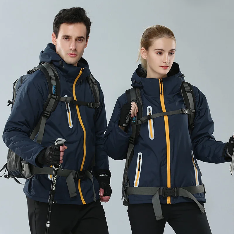 Custom Men Women Outdoor Winter Jackets Waterproof Windproof Plus Velvet Thermal Coats Climbing Camping Skiing