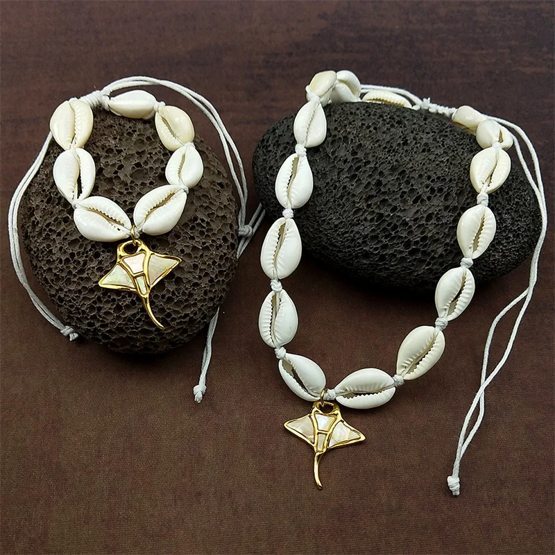 Sea Turtle Fish Crab Bracelet Necklace For Women Girls Hot Summer Manta Ray Bohemian Handmade String Rope Chains Female Jewelry