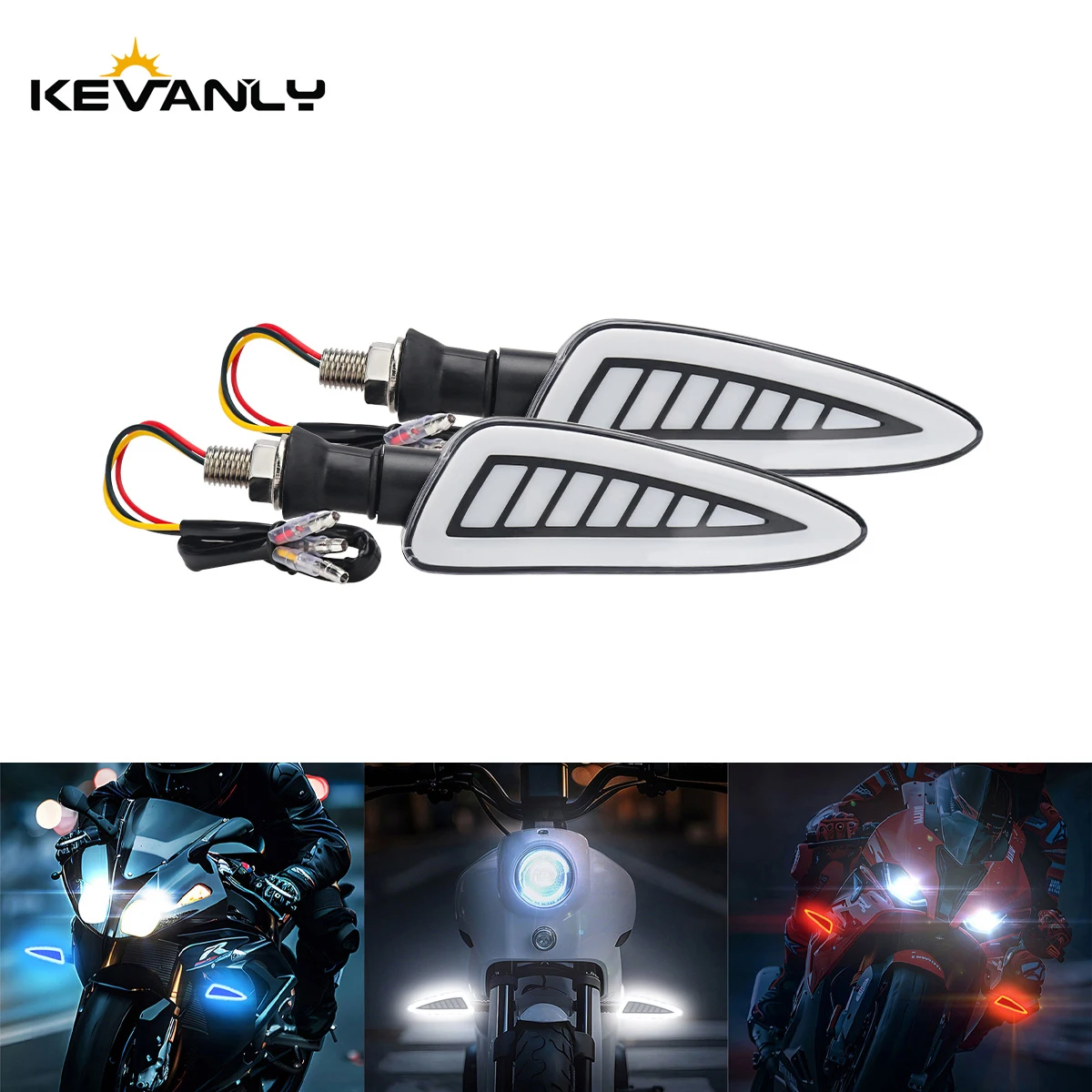 

2pcs Motorcycle LED Turn Signal Lamp Dual Color White Red Amber Flowing Flash Indicator Lights DRL Running Light Side Lamp