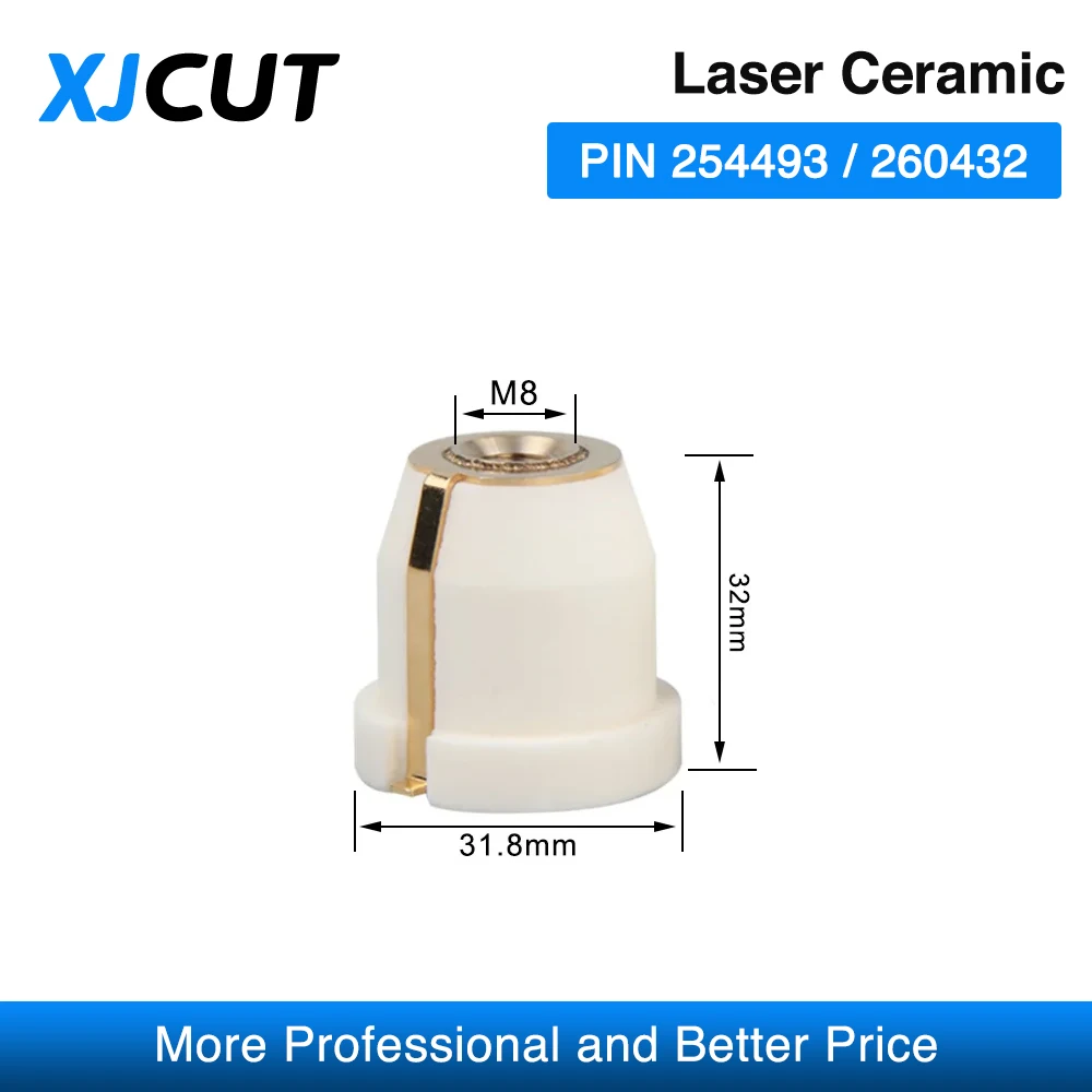 XJCUT-Soporte de boquilla de cerámica láser de alta calidad, PIN OEM 254493 / 260432 para cabezal de corte láser de fibra de Co2