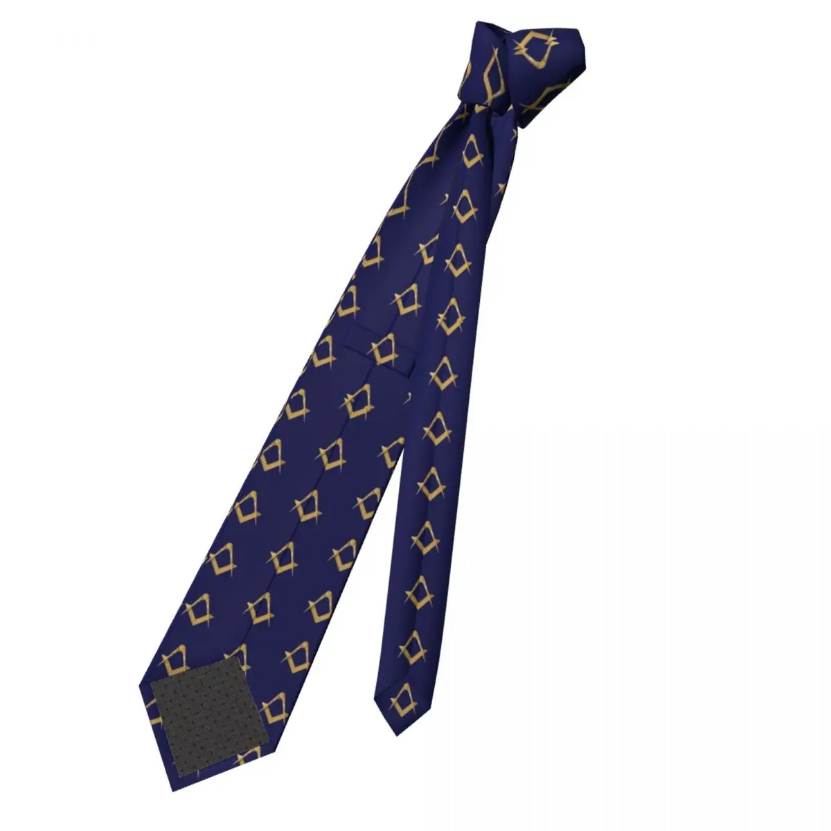 Compass Masonic Men Necktie 8 cm Narrow Freemason Pattern Gold Blue Square Neck Tie Mens Daily Wear Cravat Wedding Cosplay Props