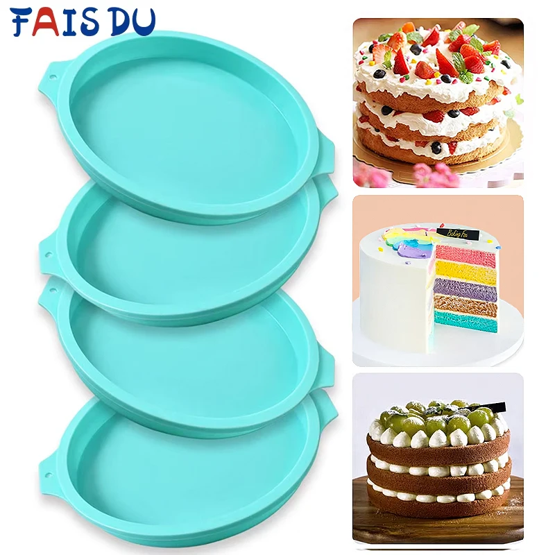 FAIS DU Thousand Layer Cake Mold 4/6/8-Inch Round Cake Layer Set Silicone Kitchen Bakeware Tools Rainbow Cake and Mousse Mold