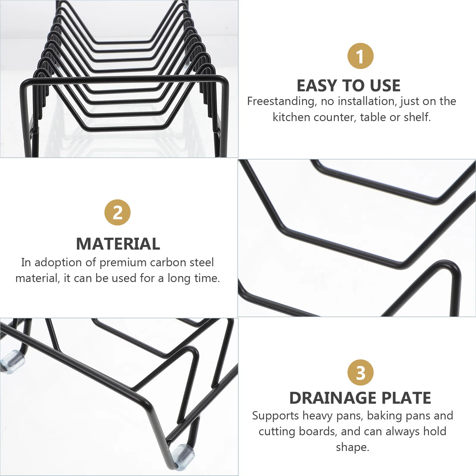 

Premium Carbon Steel Kitchen Dish Rack For Bowl Plate Drying Organizer Heavy Duty Pan Storage Shelf Space Saving