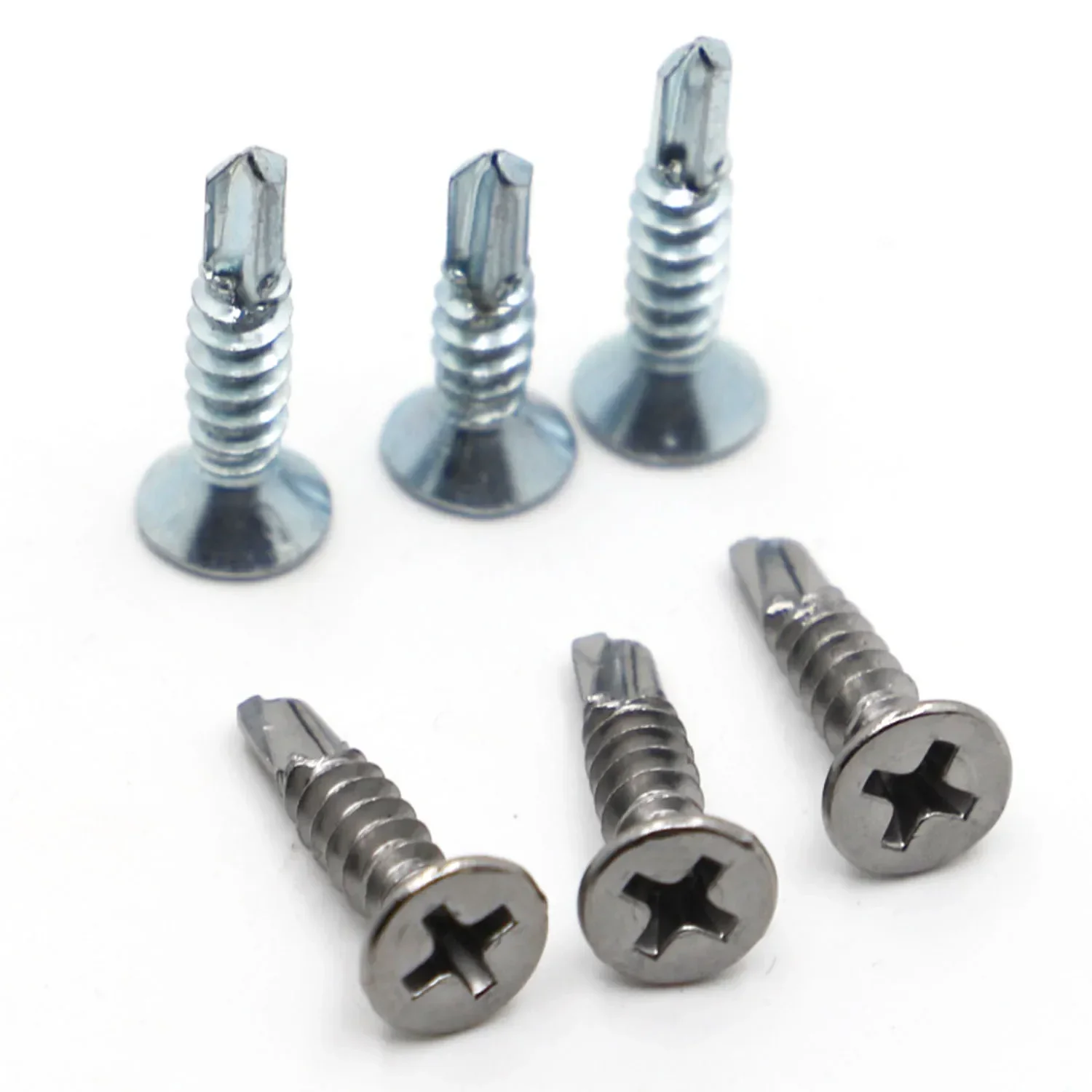 Zinc Plated Phillips Flat Head Self Drilling Screw M3.5 M4.2 M4.8 M5.5 M6.3 410 Stainelss Steel Self Tapping Screws