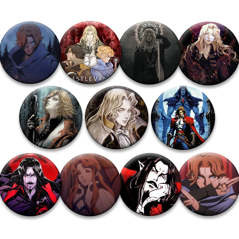 Tinplate Soft Button Pin Anime Castlevania Brooch for Bag Creative Jewelry Gift Leon Belmont Simon Belmont Richter Belmont Badge