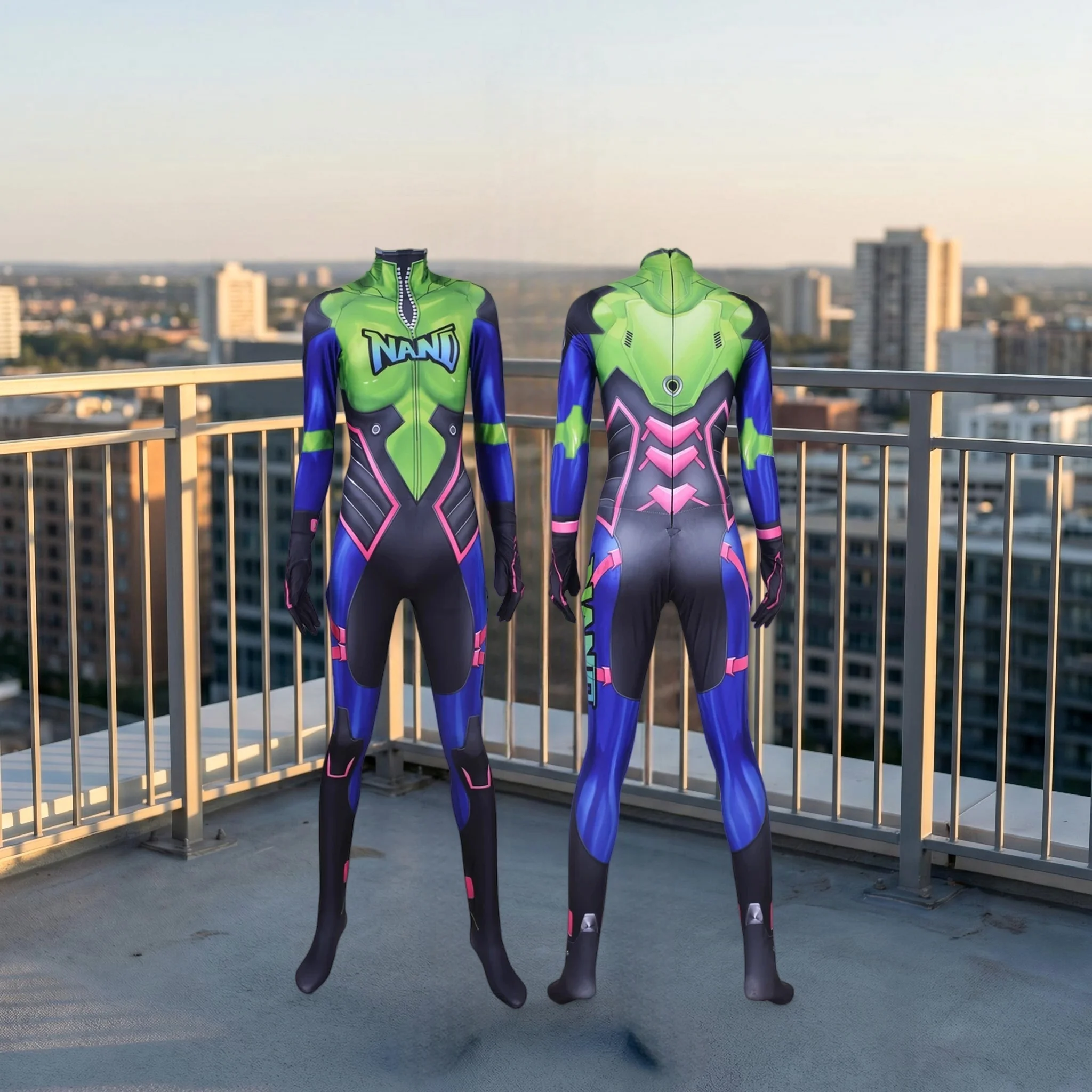 

Adult Nano Cola Harley Cosplay Costume Zentai Bodysuit Halloween Game Superhero Outfit Jumpsuit