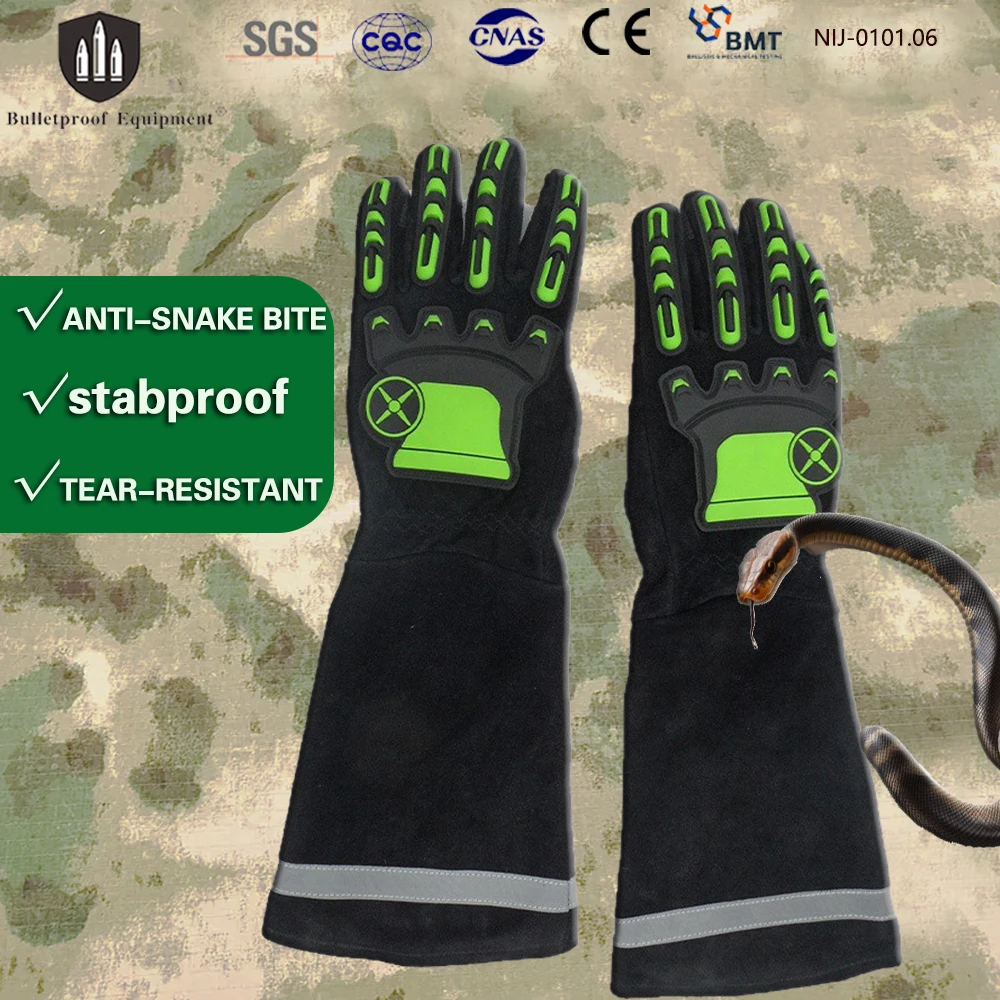 Snake Bite Proof Gloves Puncture Resistant Tear Resistant Gauntlet Thick Cowhide Leather Protective Animal Control Gloves