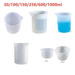 30/100/150/250/600/1000ml silicone copo de medição com escala diy jóias fazendo ferramentas cristal resina cola epoxy mista medida copo ferramentas