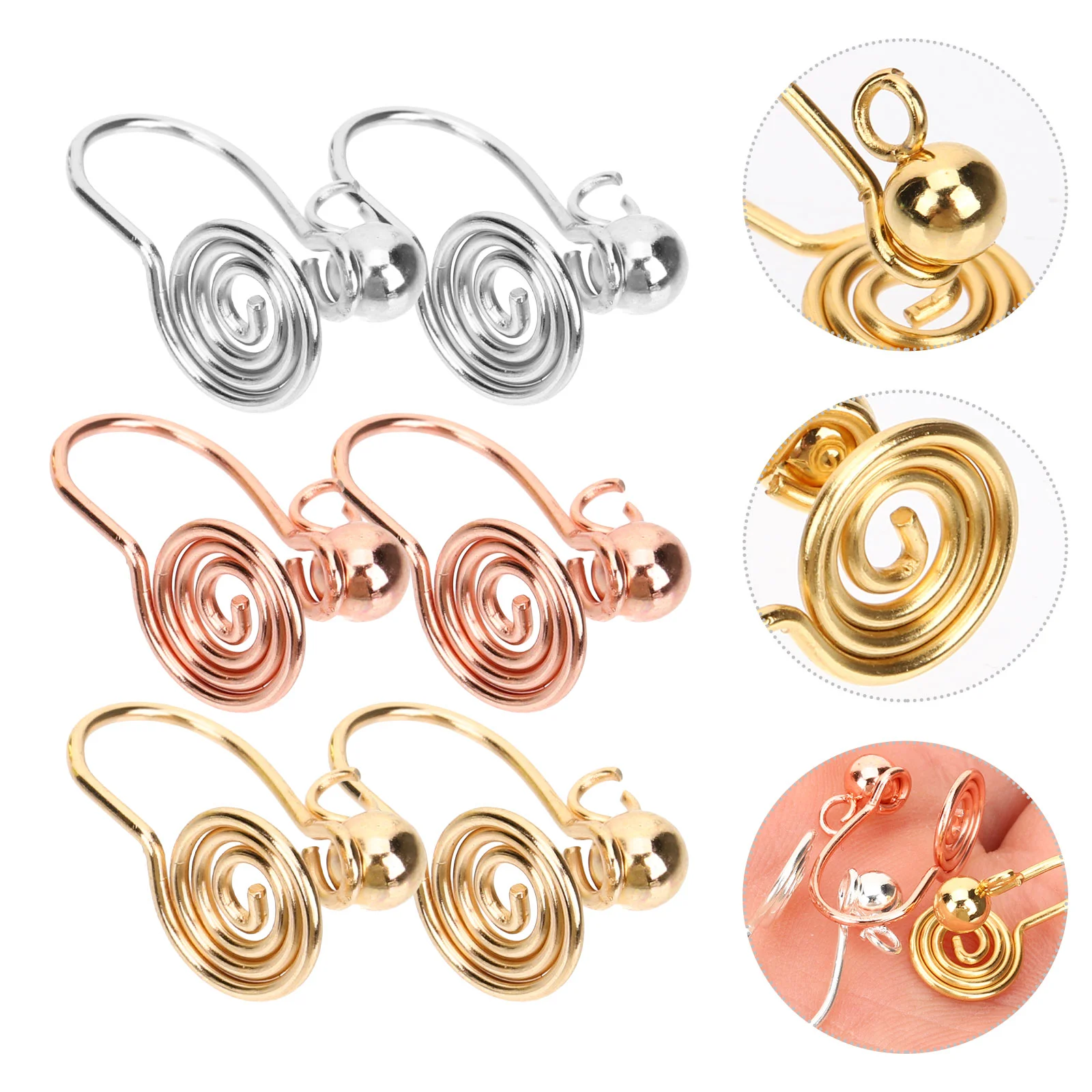 6pcs Compression Earrings Ear Cuff Stainless Steel Non-pierced Spiral Earrings keloid earrings pressure clip