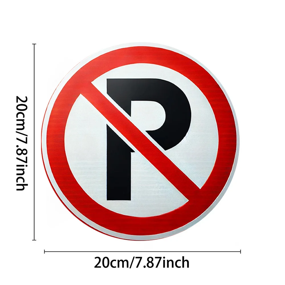 2D Flat, No Parking Sign - Vintage Red & White Circular Metal Prohibition Decoration, Heavy-Duty Aluminum, Waterproof