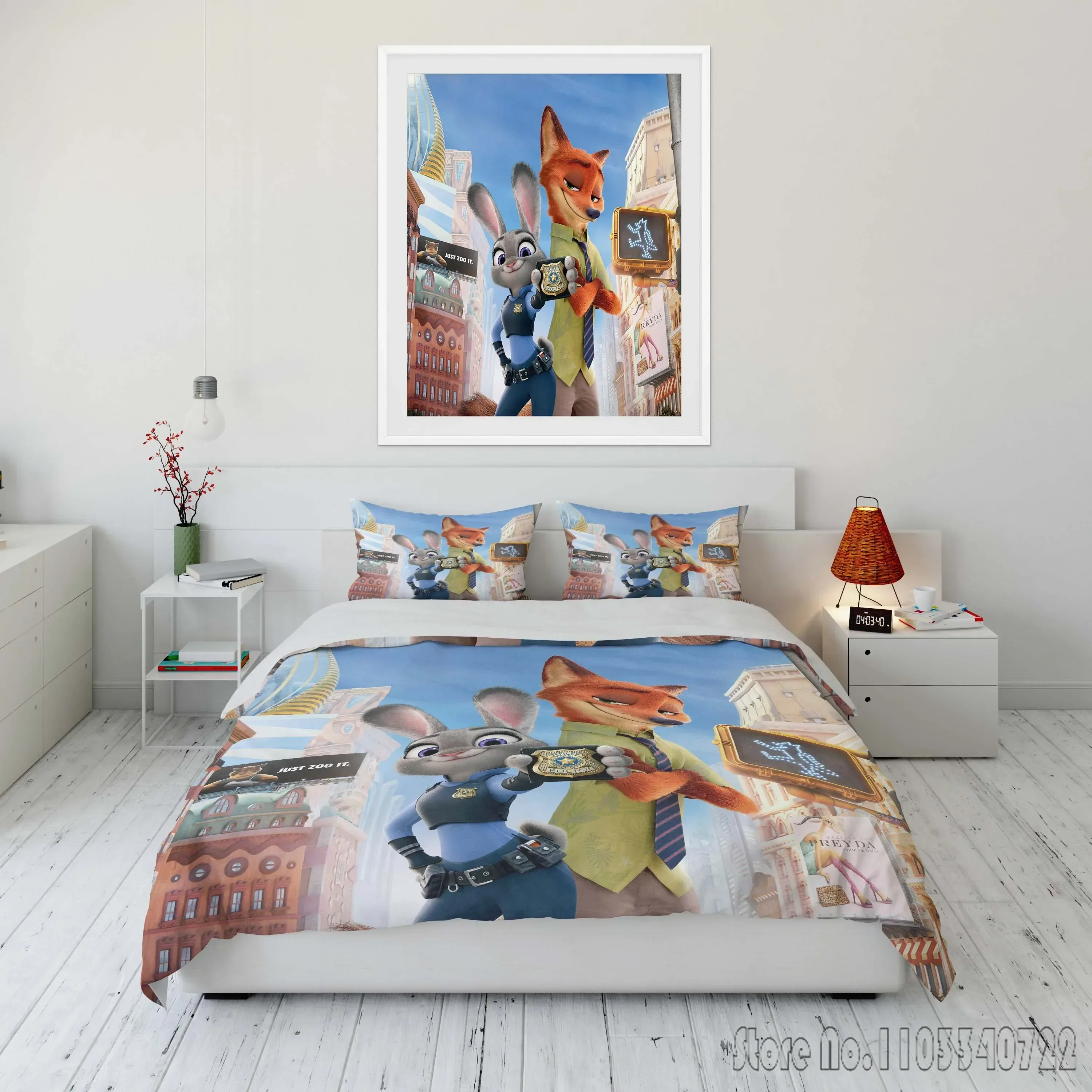 

Zootopia Printed Bedding Set Duvet Cover Anime Quilt Adult Kids Birthday Gift Full Size King Size Bedding Set