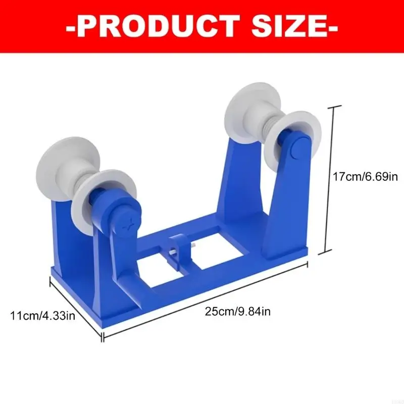 Material Rewinder, Roll Winding Tool with Flanged Roll Guides, Rotating Handwheel and Two-Station Frame for Roll-to-Roll H8WD