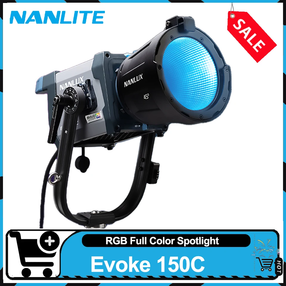 Nanlite Evoke 150C All-in One RGB Full Color LED Spotlight 1000-20000K 8-Chip Light Engine CRI96 TLCI97 IP66 Rating Weatherproof