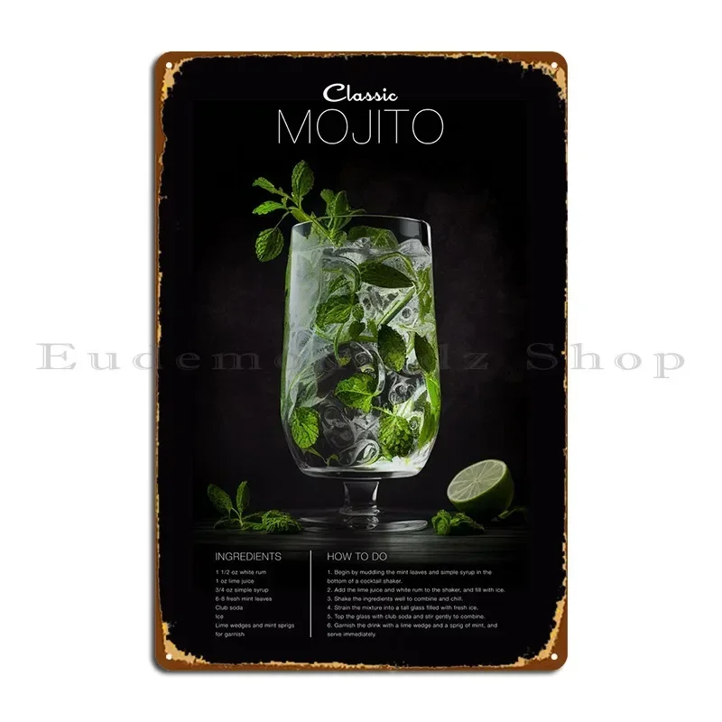 Mojito Cocktail Metal Sign Printed Painting Cave Vintage Garage Tin Sign Poster