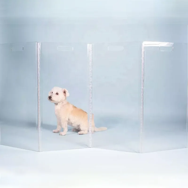 Puppy Pet Gate Indoor Acrylic Dog Gate Folding Pet Fence Lucite Acrylic Pet Dog Barrier