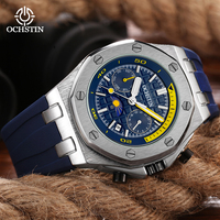 Men's Automatic Mechanical Watch Chronograph Multi-functional Waterproof Silicone Belt Wristwatch Montres mécaniques pour hommes