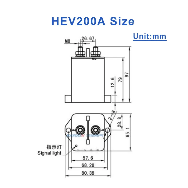 Imagem -06 - Contator dc de Alta Tensão Relé de Potência de Tensão de Carga Hev200a 12v 24v 36v 48v 60v 72v 84v 120v 1000v