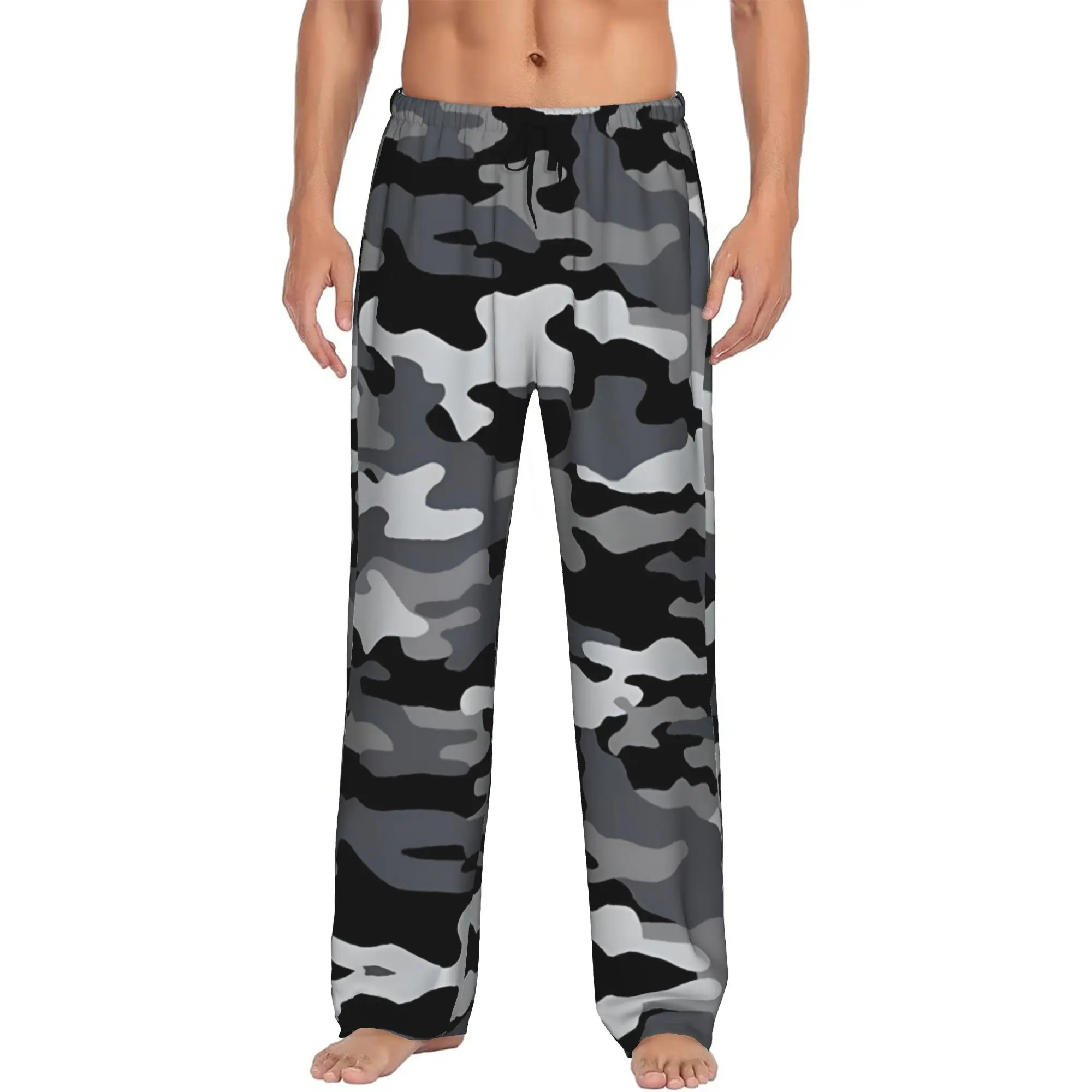 Custom Printed Camo Camouflage Pajama Pants Men's  Sleep Sleepwear Bottoms with Pockets