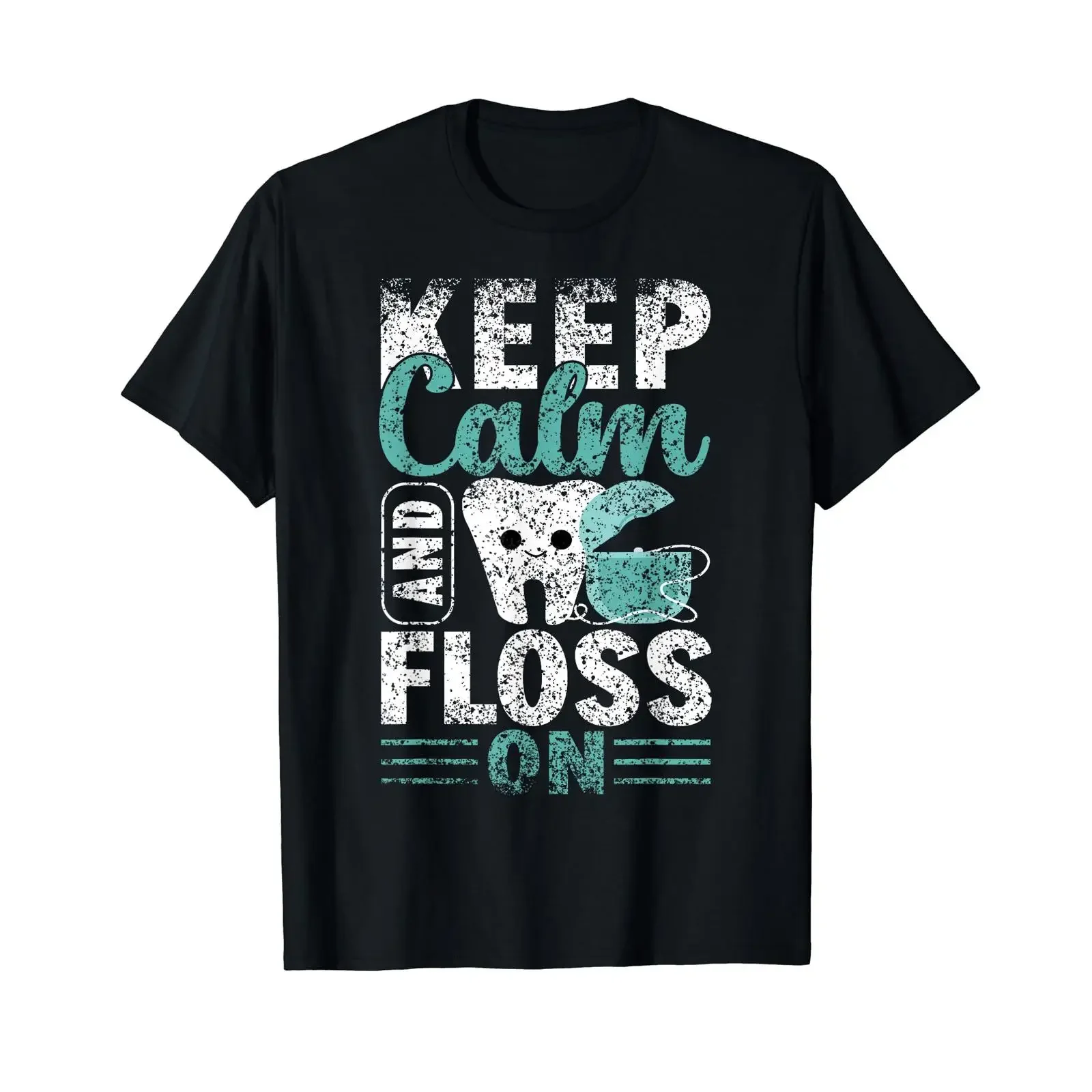 Stay calm and use dental floss T Shirtth tooth shirt vintage Washed Comfortable graphic Breathable Stylish Slightly