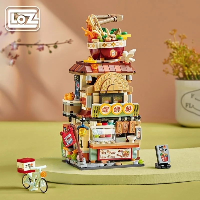 Loz new 1294 Lemon Tea folding Street View series puzzle building blocks Children\'s toys for boys and girls birthday gifts