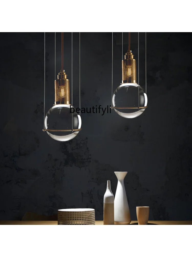 Creative  Living Room Background Wall Crystal Ball Lighting European Hotel Bedroom Bedside Restaurant Designer Small Droplight