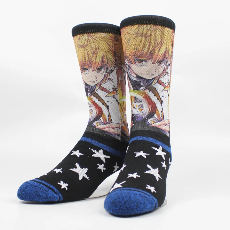 Demon Slayer Anime Socks Cartoon Cosplay donna uomo Zenitsu Tanjirou personalità calzini coppia calzini Hip Hop natale calzini regalo