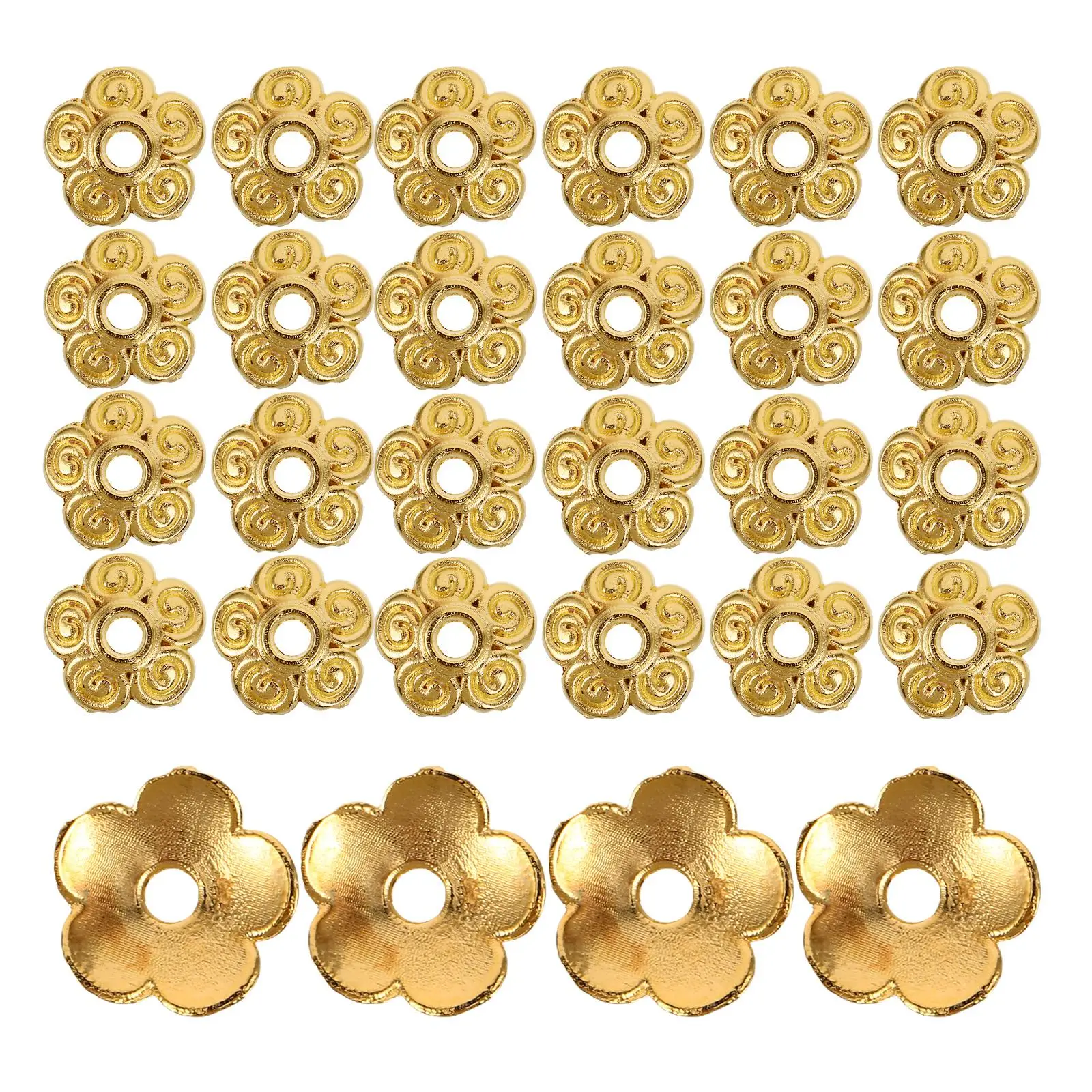 

100 Pcs Hairpin Accessories Flower Shape Beads Golden Spacer Craft Septals Durable Material Elegant Design Jewelry