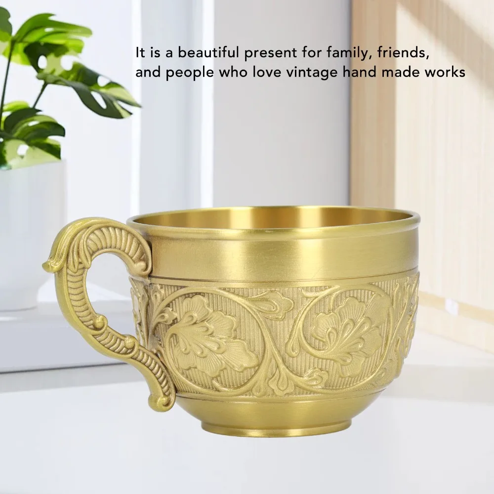 Teacups Embossed Carving Drinking Coffee Mug Craft 150ml Drinking Tea Cup Brass Kung Fu Teacup Carnival Party